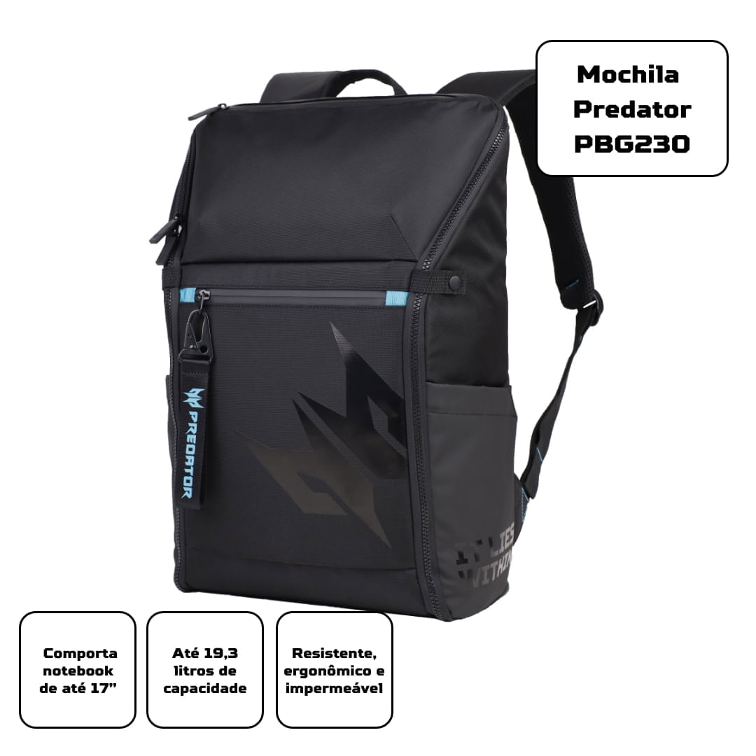 Encontraproduto.com.br - Mochila Predator MultiFuncional para notebooks de até 17” 19.3 Litros Resistente a água PBG230