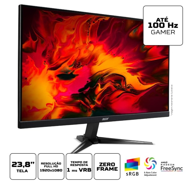 Encontraproduto.com.br - Monitor Acer Gamer Nitro 23.8” FHD 100 Hz 1 ms QG241Y EBII