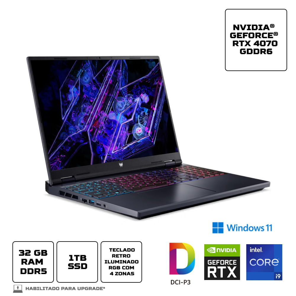 Encontraproduto.com.br - Notebook Predator 99my Intel Ci9 14ªg 32gb 1ssd Rtx4070 W11