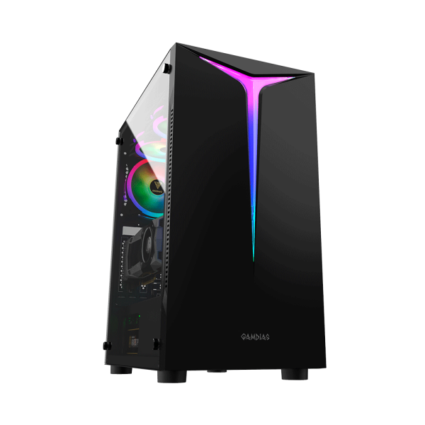 Encontraproduto.com.br - Gabinete Gamer Gamdias Argus E2 Elite, RGB, Mid Tower, Vidro Temperado, Sem fonte, Sem Fan | Preto