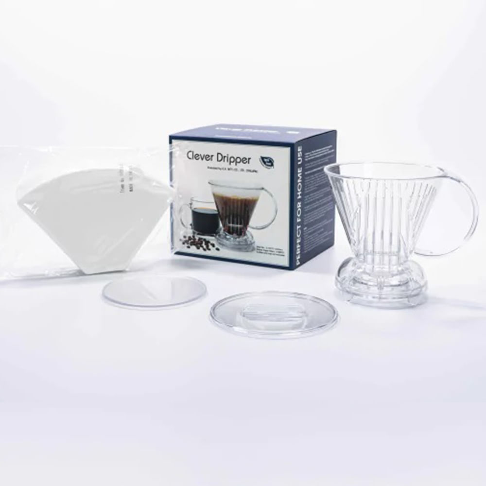 Encontraproduto.com.br - Clever  Coador Transparente para Filtrar Café 500 ml com Filtro branco  100 unidades