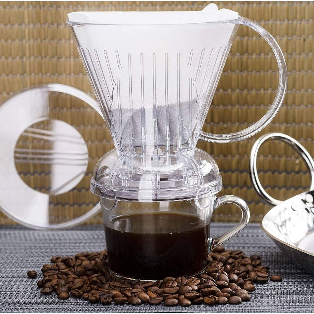 Encontraproduto.com.br - Clever  Coador Transparente para Filtrar Café 500 ml com Filtro branco  100 unidades