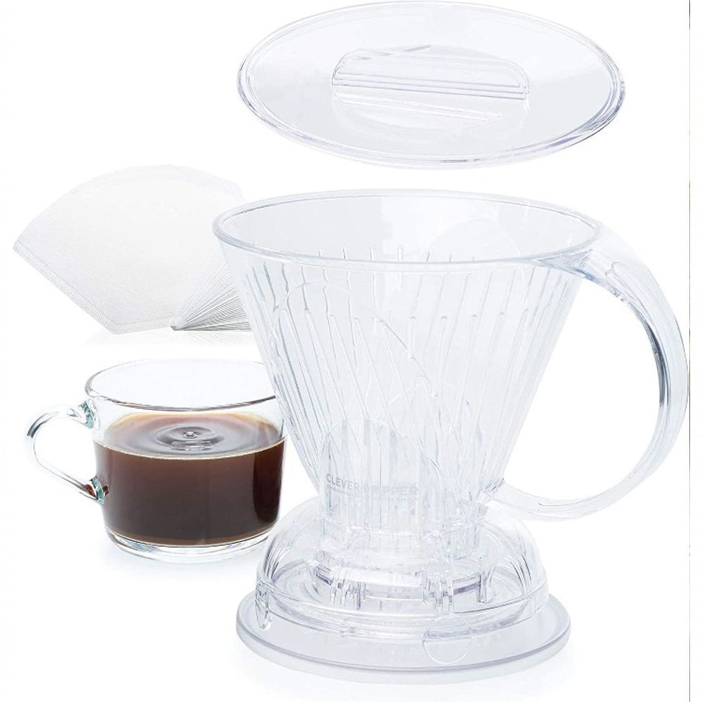 Encontraproduto.com.br - Clever  Coador Transparente para Filtrar Café 500 ml com Filtro branco  100 unidades