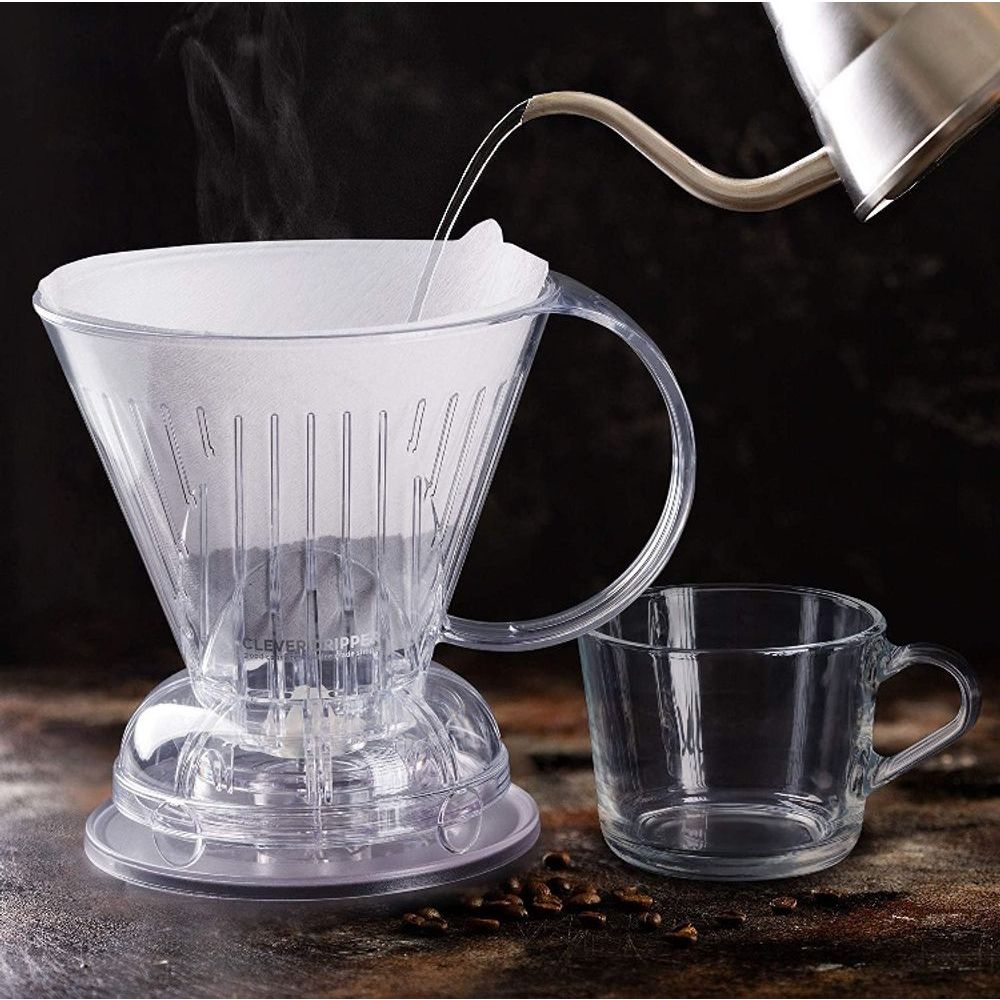Encontraproduto.com.br - Clever  Coador Transparente para Filtrar Café 500 ml com Filtro branco  100 unidades