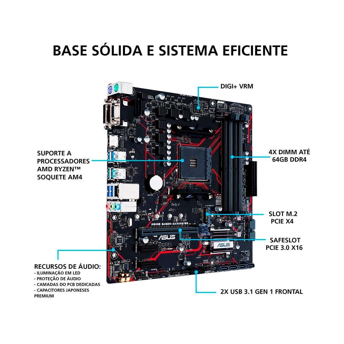 Encontraproduto.com.br - Placa-Mãe Asus Prime B450M Gaming/BR, AMD AM4, mATX, DDR4