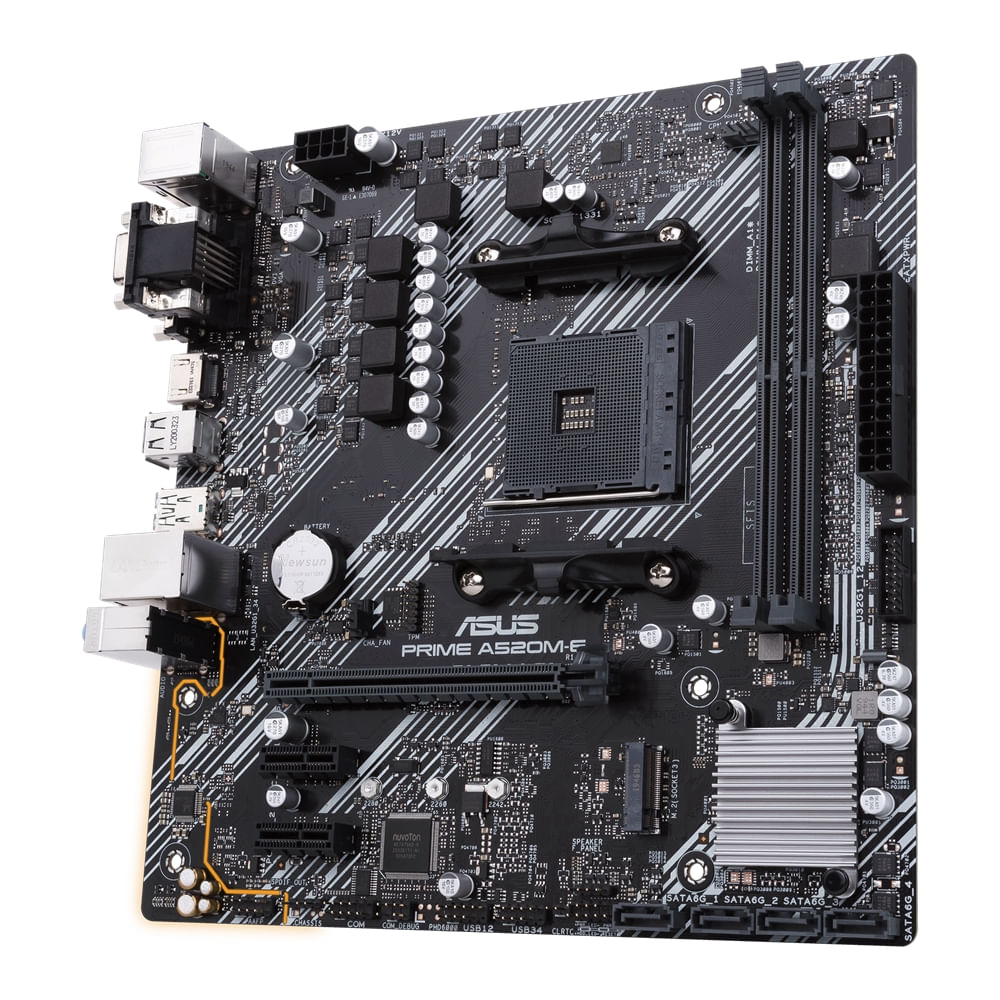 Encontraproduto.com.br - Placa-Mãe Asus Prime A520M-E AMD AM4 DDR4 mATX, USB 3.2 Gen2, HDMI/DVI/D-Sub