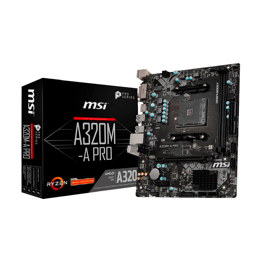 Placa Mae Msi A320m-a Pro, Amd Am4, Ddr4, Ate 64gb, Dvi/hdmi