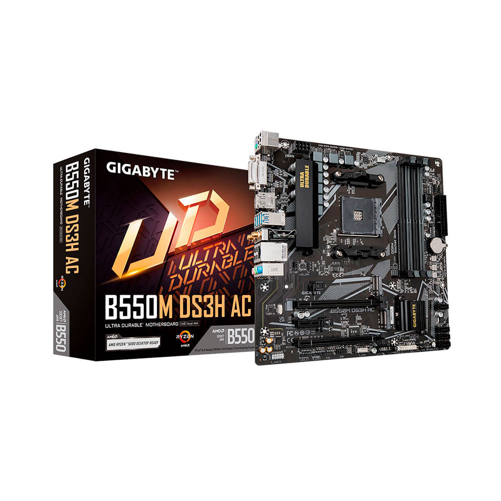 Encontraproduto.com.br - Placa Mãe Gigabyte B550M DS3H (Rev 1.7), AMD AM4, Micro ATX | DDR4
