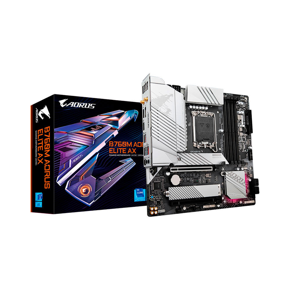 Encontraproduto.com.br - Placa Mãe Gigabyte para Intel 1700 B760M Aorus Elite Ax Wifi 4XDDR5 mATX rev. 1.X