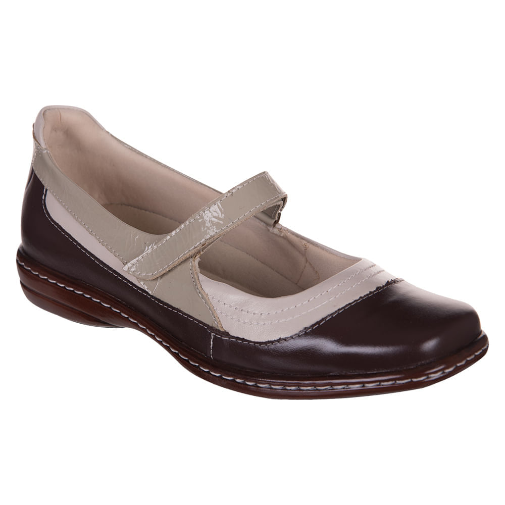 Encontraproduto.com.br - Sapato Feminino Valleg 27004C Café/Taupe Verniz