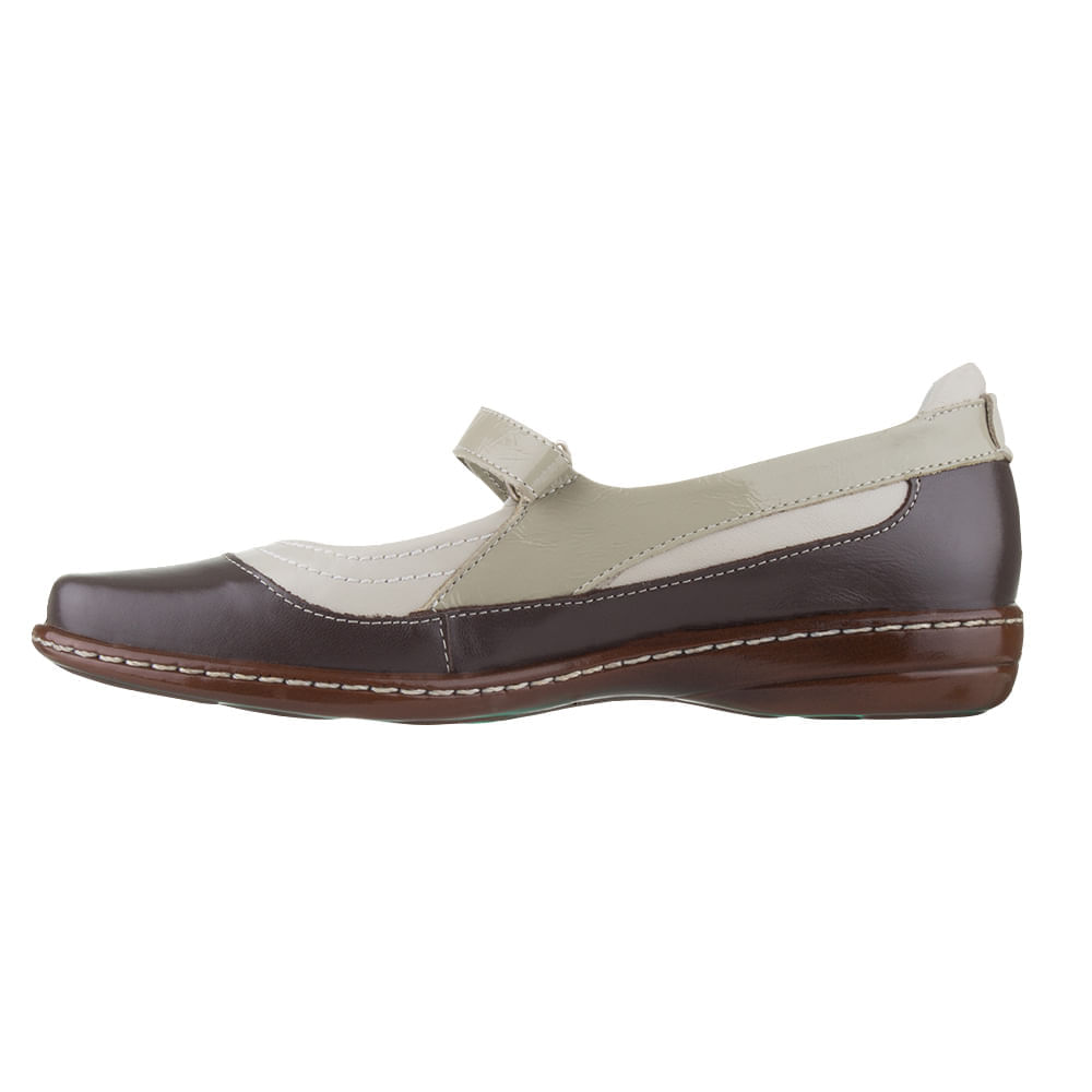 Encontraproduto.com.br - Sapato Feminino Valleg 27004C Café/Taupe Verniz