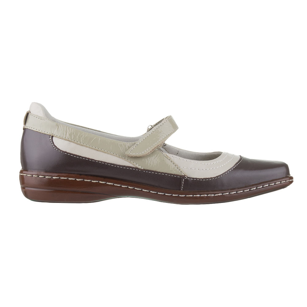 Encontraproduto.com.br - Sapato Feminino Valleg 27004C Café/Taupe Verniz