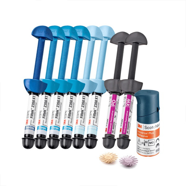 Encontraproduto.com.br - Kit Resina 3M Filtek Z350 XT + Disco Espiral 3M Sof-Lex + Adesivo 3M Scotchbond Universal Plus - Solventum