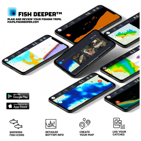 Encontraproduto.com.br - Sonar de Pesca Inteligente Portátil Detecta até 3 Frequências de Peixe até 120M com Wi Fi, DEEPER, Marrom
