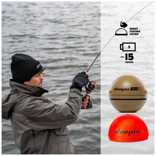 Encontraproduto.com.br - Sonar de Pesca Inteligente Portátil Detecta até 3 Frequências de Peixe até 120M com Wi Fi, DEEPER, Marrom