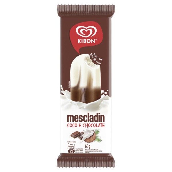 Kibon Sorvete Mescladin 63 Gramas Coco Chocolate