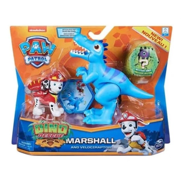 Encontraproduto.com.br - Figura Patrulha Canina Dino Rescue Marshall & Velociraptor - Sunny