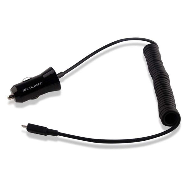 Encontraproduto.com.br - Carregador Automotivo 2 Entradas Usb 2.1A Com Cabo Micro Usb Espiral Multilaser CB083OUT [Reembalado] CB083OUT