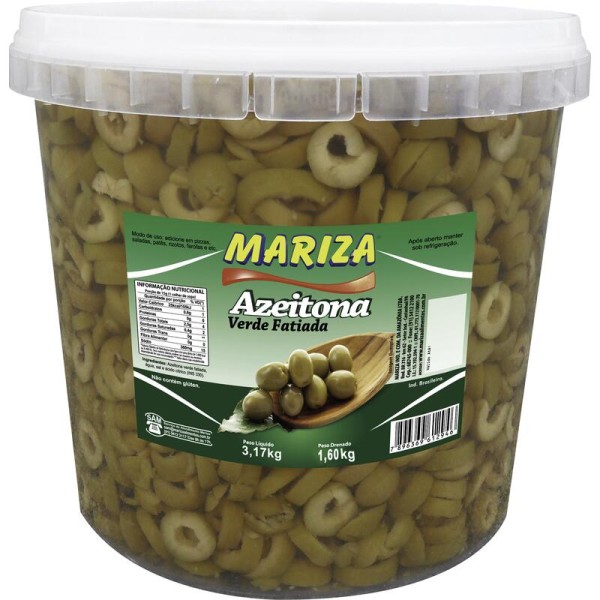 Encontraproduto.com.br - Azeitona Verde Mariza Fatiada Balde com 1,6kg