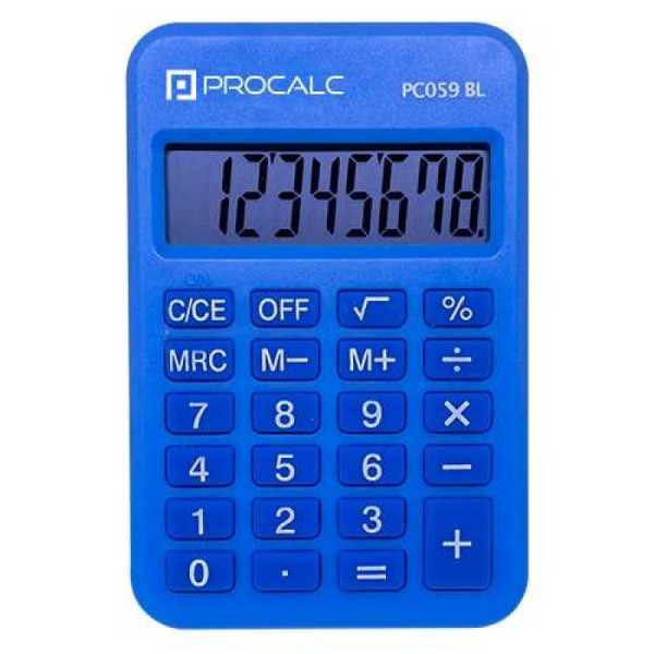 Encontraproduto.com.br - CALCULADORA DE BOLSO 8 DIG PC059BL AZUL PROCALC