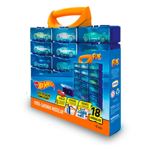 Encontraproduto.com.br - Porta Carrinhos Hot Wheels com 18 Divisões - Fun Divirta-se