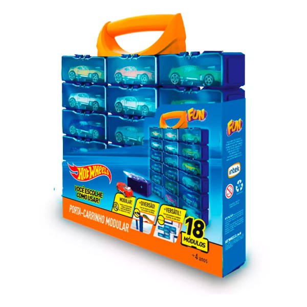 Encontraproduto.com.br - Porta Carrinhos Hot Wheels com 18 Divisões - Fun Divirta-se