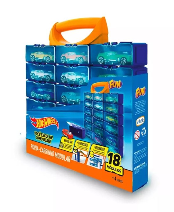 Encontraproduto.com.br - Porta Carrinhos Hot Wheels com 18 Divisões - Fun Divirta-se