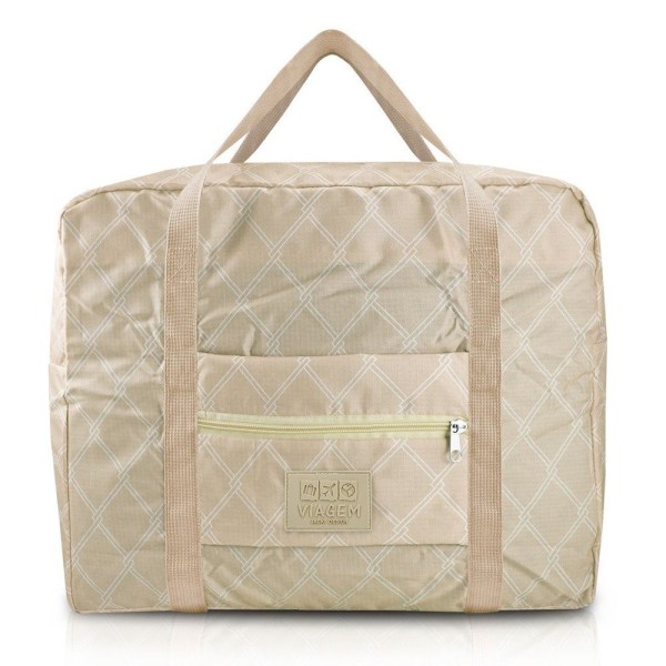 Bolsa De Viagem Dobrável Retangular Estampa Listrada Jacki Design Creme