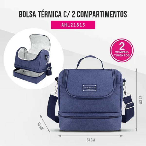 Encontraproduto.com.br - Bolsa Térmica com 2 Compartimentos Azul Escuro - 009291 - Jack Design