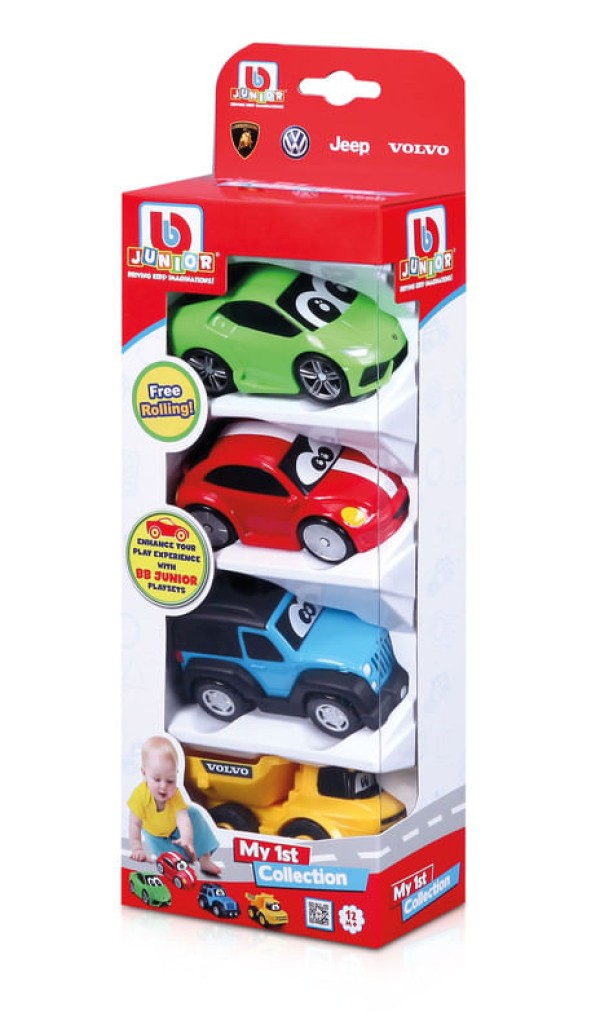 Encontraproduto.com.br - Conjunto de Carrinhos Primeira Coleção BB Junior Caixa com 4 Unidades
