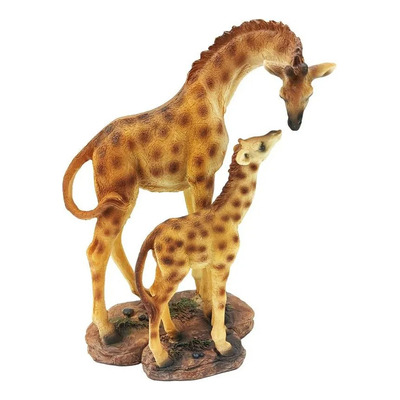 Encontraproduto.com.br - Girafa C/ Filhote Decorativa 19,5cm Em Resina Taimes