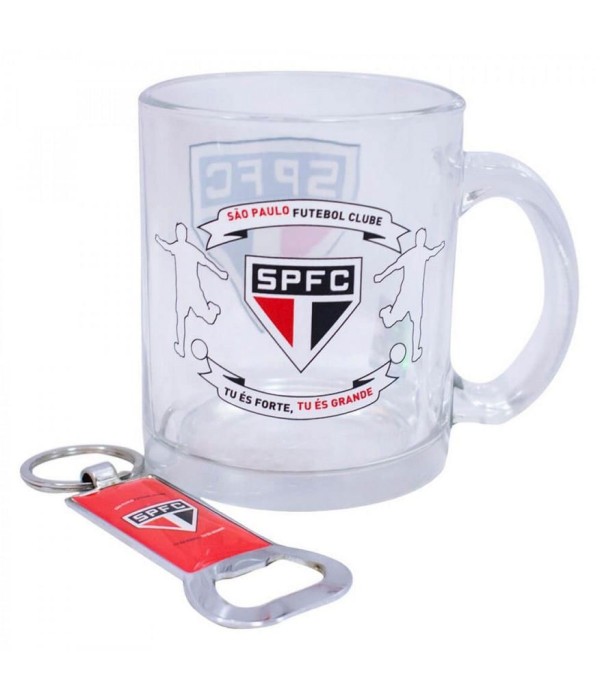 Encontraproduto.com.br - Caneca de Vidro São Paulo Com Abridor 350ml Oficial