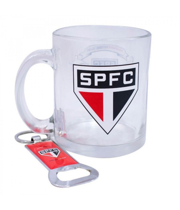 Encontraproduto.com.br - Caneca de Vidro São Paulo Com Abridor 350ml Oficial