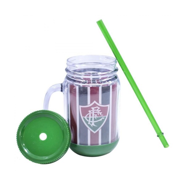 Encontraproduto.com.br - Caneca com Tampa e Canudo do Fluminense 420ml