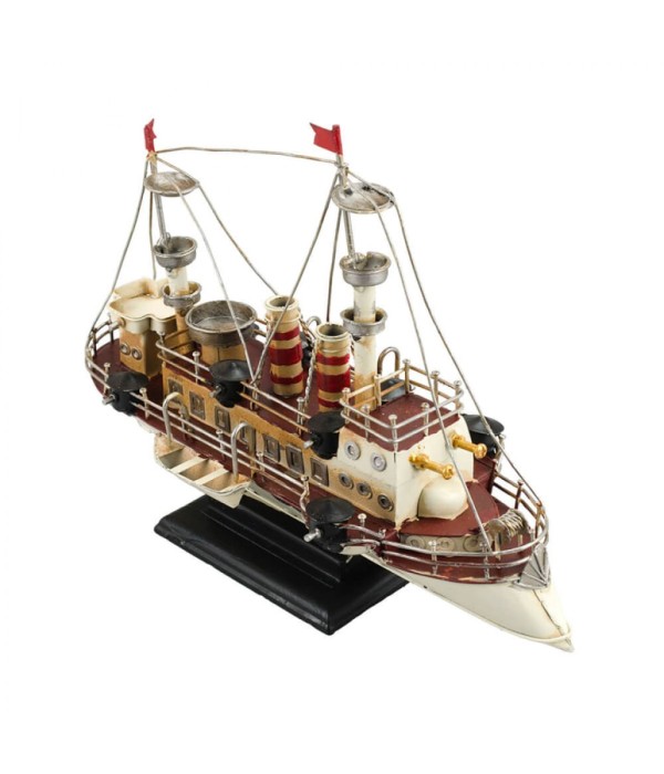 Encontraproduto.com.br - Miniatura Navio Branco 23x30x13cm - Retrô - Tudo em Caixa