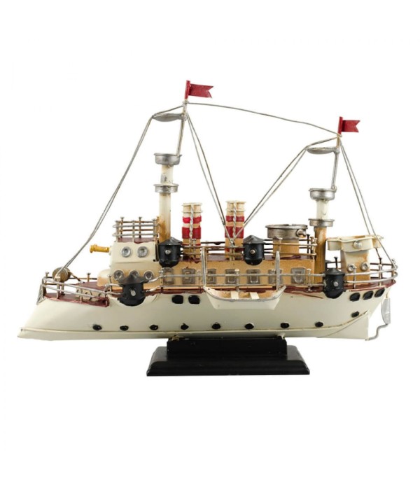 Encontraproduto.com.br - Miniatura Navio Branco 23x30x13cm - Retrô - Tudo em Caixa