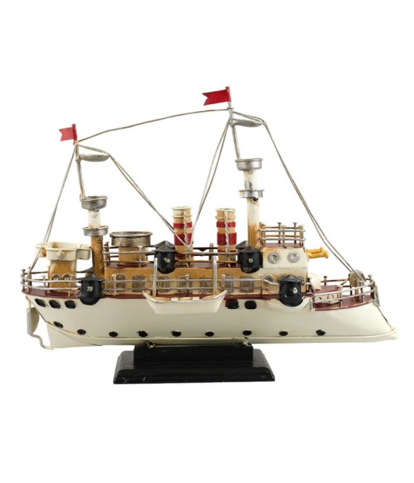 Encontraproduto.com.br - Miniatura Navio Branco 23x30x13cm - Retrô - Tudo em Caixa