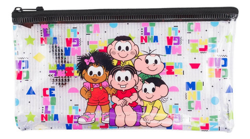 Encontraproduto.com.br - Estojo Slim Turma da Mônica 21x11cm em PVC Taimes