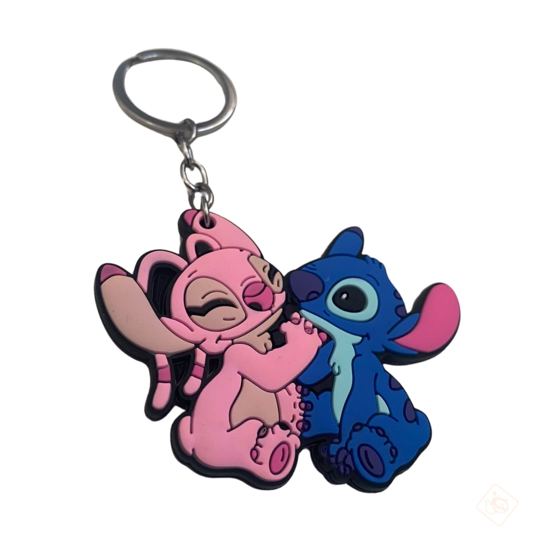 Encontraproduto.com.br - Chaveiro Stitch e Angel 11cm em Silicone Taimes