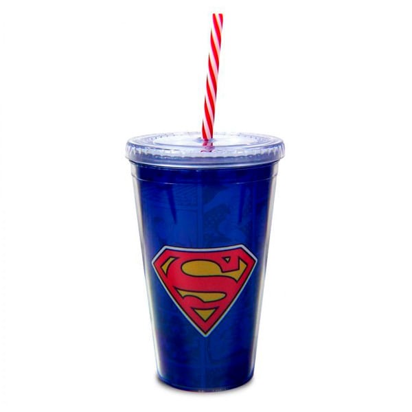 Encontraproduto.com.br - Copo Com Canudo Logo Superman Dc Comics 450ml Tasco Inport