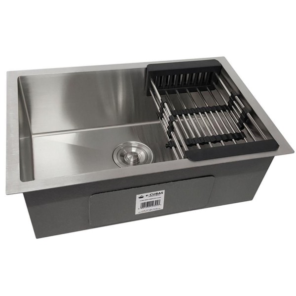 Encontraproduto.com.br - Cuba Quadrada Inox 304 Gourmet 7040 com Acessórios - EC245
