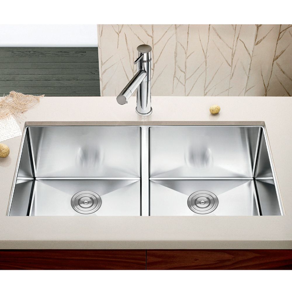 Encontraproduto.com.br - Cuba Dupla Quadrada Inox  9040 Lixeira 5l E Acessórios