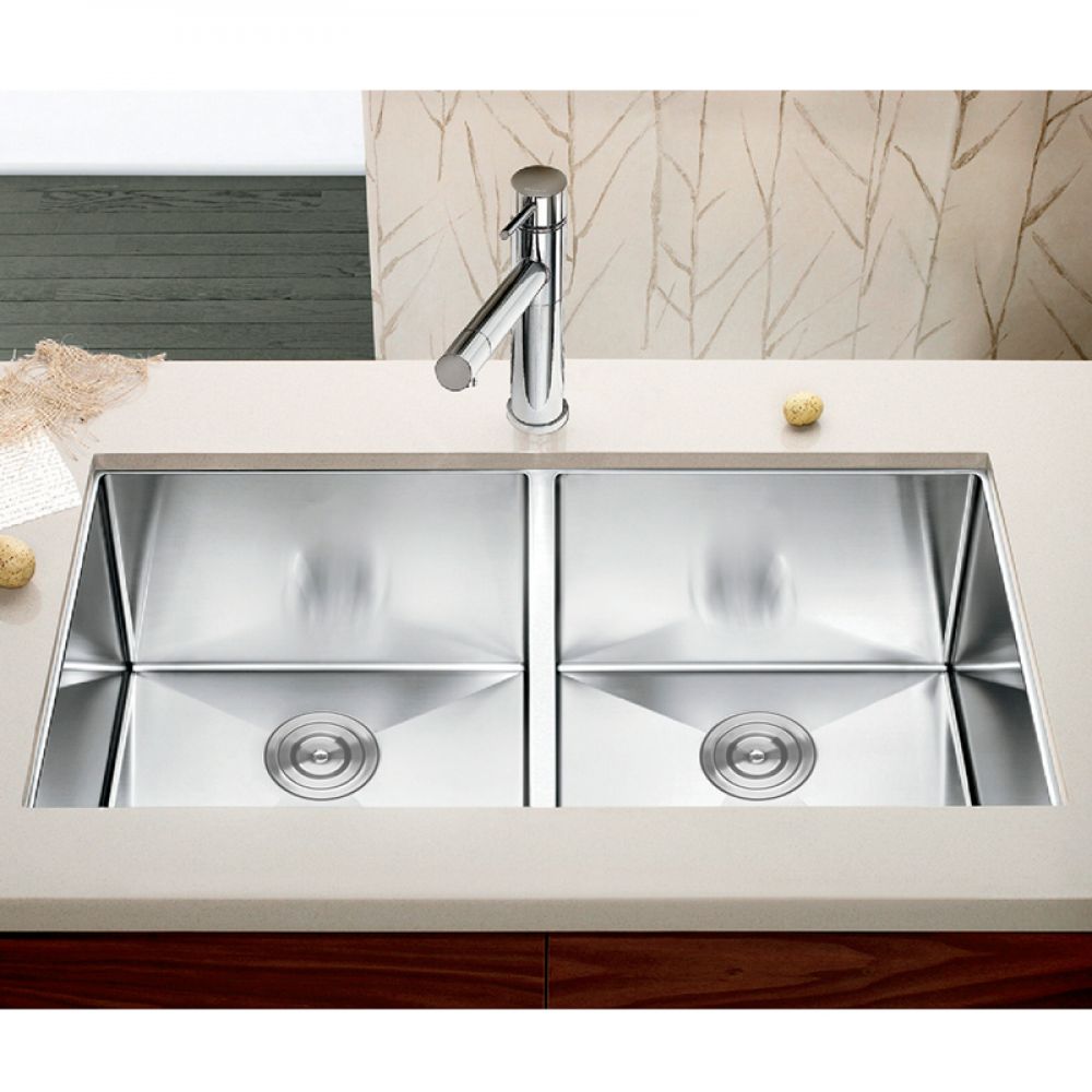 Encontraproduto.com.br - Cuba Dupla Quadrada Inox  9040 Lixeira 5l E Acessórios