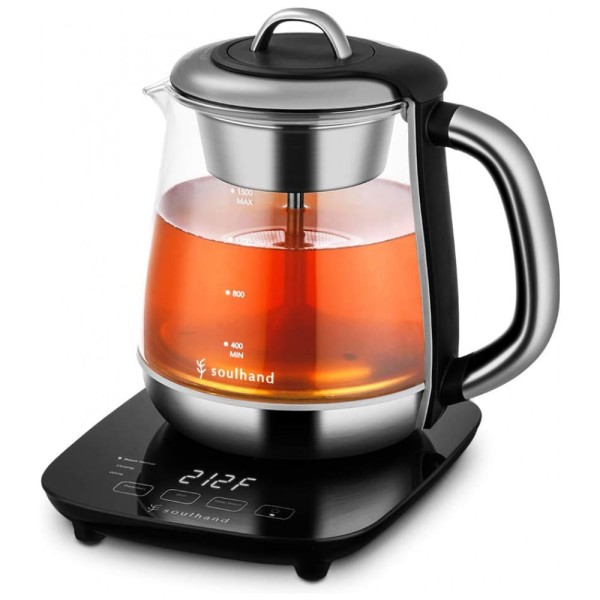 Encontraproduto.com.br - Chaleira Elétrica 1.5L com Desligamento Automático e Controle de Temperatura, 110v, SOUL HAND, Preto