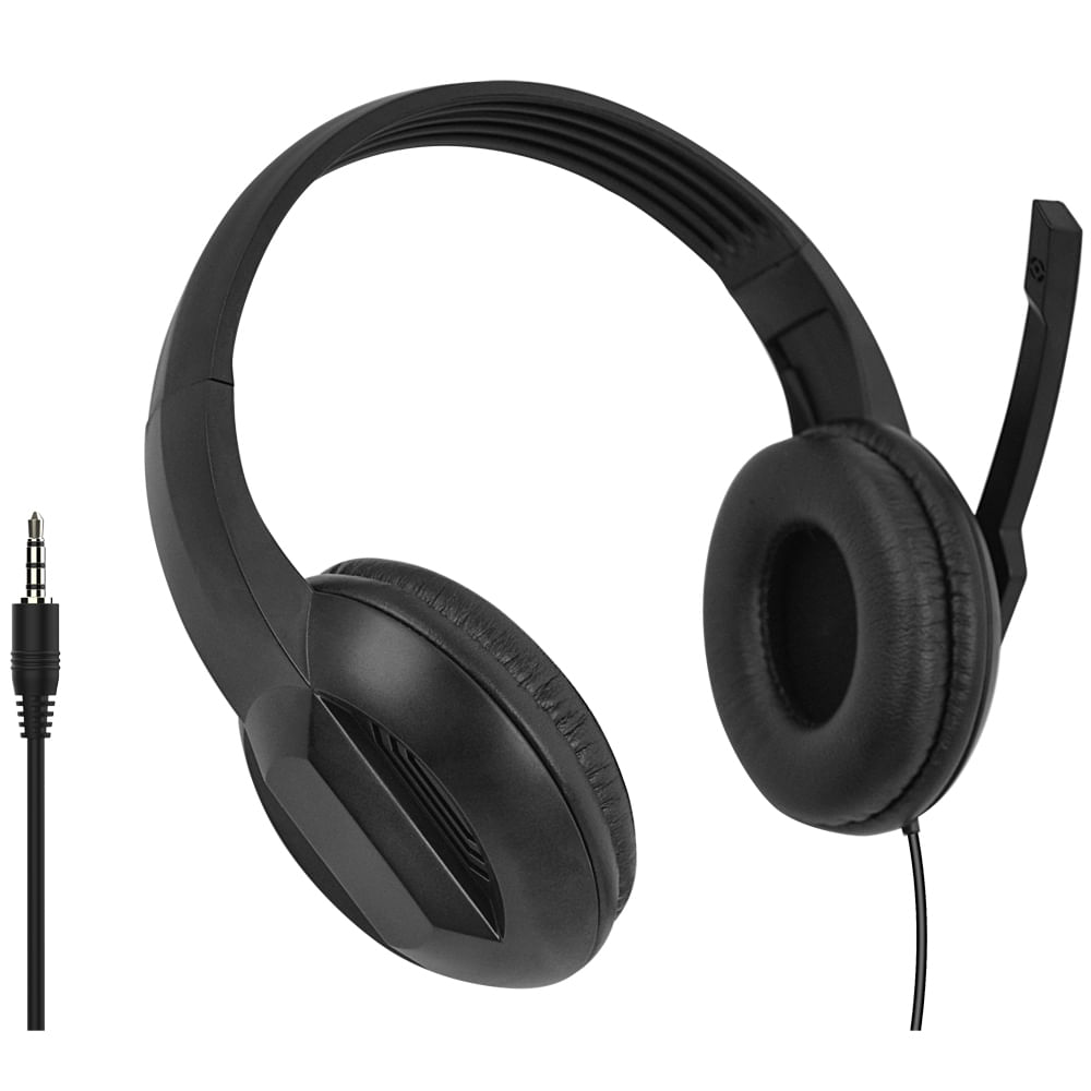 Encontraproduto.com.br - Headset Basic Conexão p3 Cabo de 150cm Cancelamento de Ruído Controle de Volume Driver 40 mm Potência 45mw Preto - PH373OUT [Reembalado]