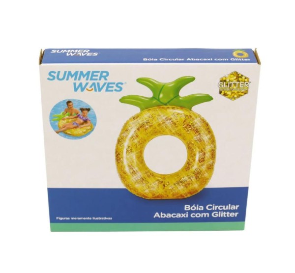 Encontraproduto.com.br - Boia Inflável Circular Abacaxi com Glitter Bel