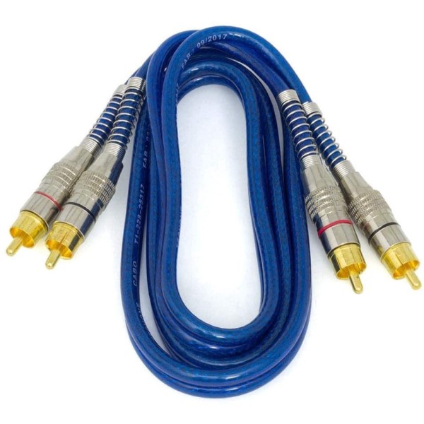 Encontraproduto.com.br - Cabo Rca 1 Metro Dupla Blindagem Cobre 1m Blindado Azul 5mm