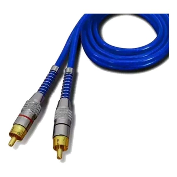 Encontraproduto.com.br - Cabo Rca 1 Metro Dupla Blindagem Cobre 1m Blindado Azul 5mm