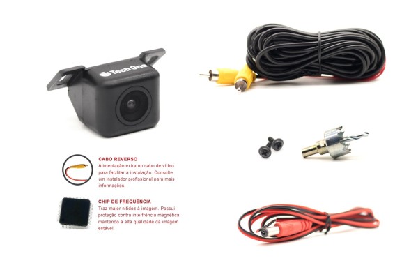 Encontraproduto.com.br - Câmera de Ré Automotiva Universal Para-Choque TechOne