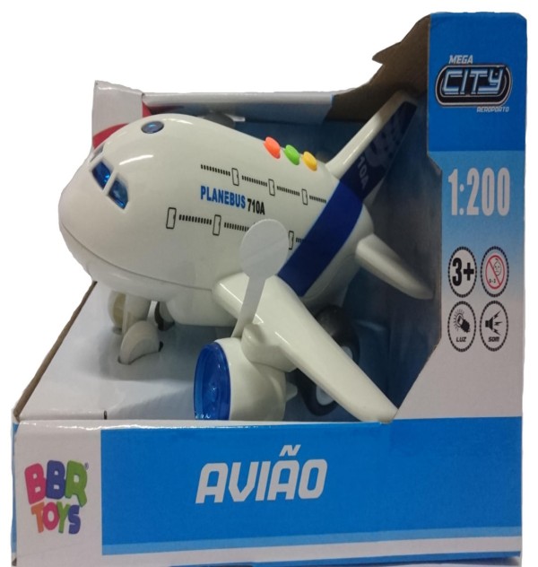 Encontraproduto.com.br - Avião De Viagem Brinquedo Realista Com Som E Luzes Bbr Toys Cor Branco